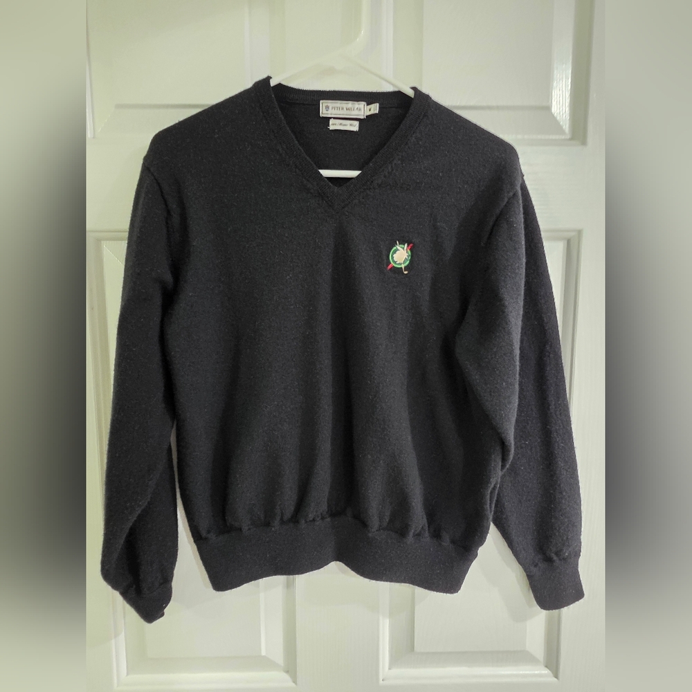 Peter Millar Black V-Neck Sweater Classic Knit